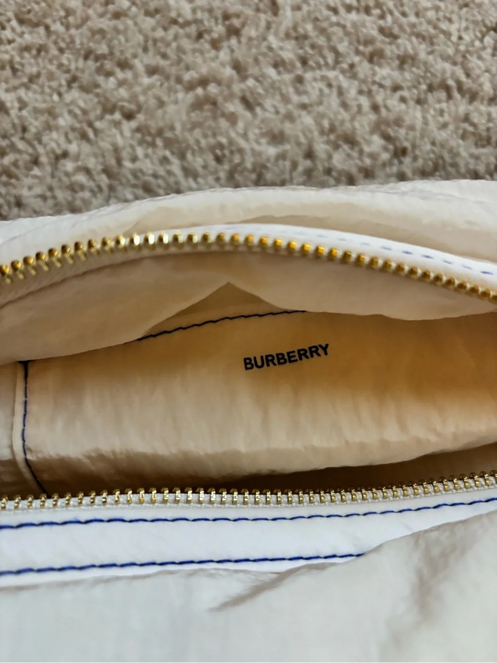 Burberry Cosmetic Bag Wristlet Pouch with Blue Embroidery - Women's Bag
